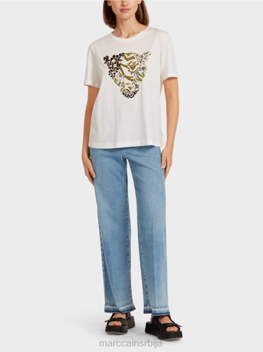 мајица са мотивом главе леопарда Marc Cain D6881425 прљаво бело одећу