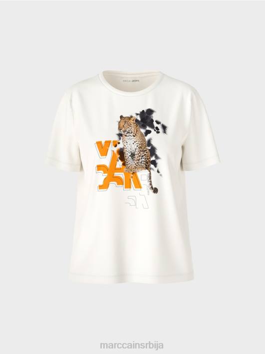 мајица са леопардом и принтом слова Marc Cain D6881431 прљаво бело одећу