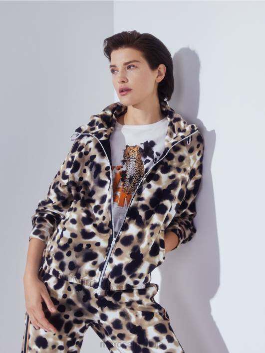 мајица са леопардом и принтом слова Marc Cain D6881431 прљаво бело одећу