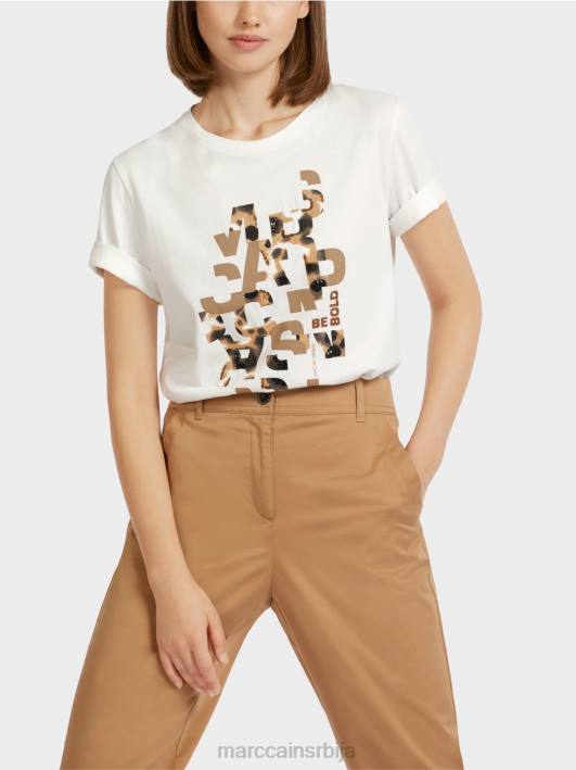 мајица са леопардом и принтом слова Marc Cain D6881436 прљаво бело одећу