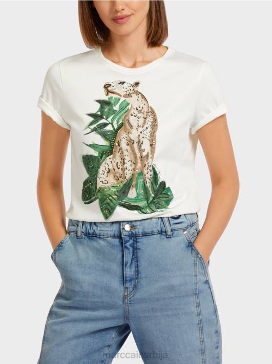 леопард мајица са детаљима од штраса Marc Cain D6881448 маховина зелена одећу