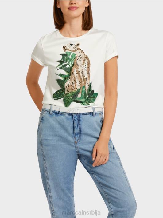 леопард мајица са детаљима од штраса Marc Cain D6881448 маховина зелена одећу