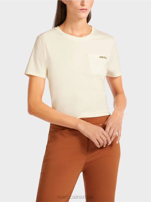 мајица са украшеним џепом на грудима Marc Cain D6881455 крема у праху одећу