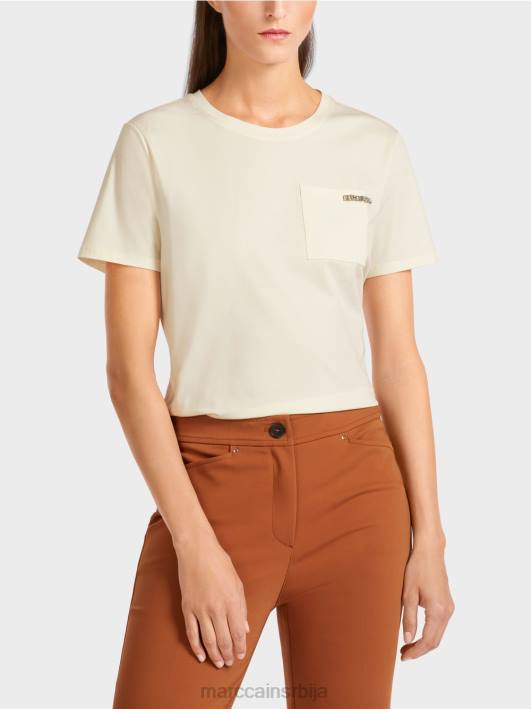 мајица са украшеним џепом на грудима Marc Cain D6881455 крема у праху одећу
