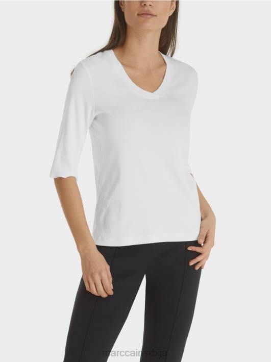 кошуља од памучног ребрастог дреса Marc Cain D6881462 бео одећу