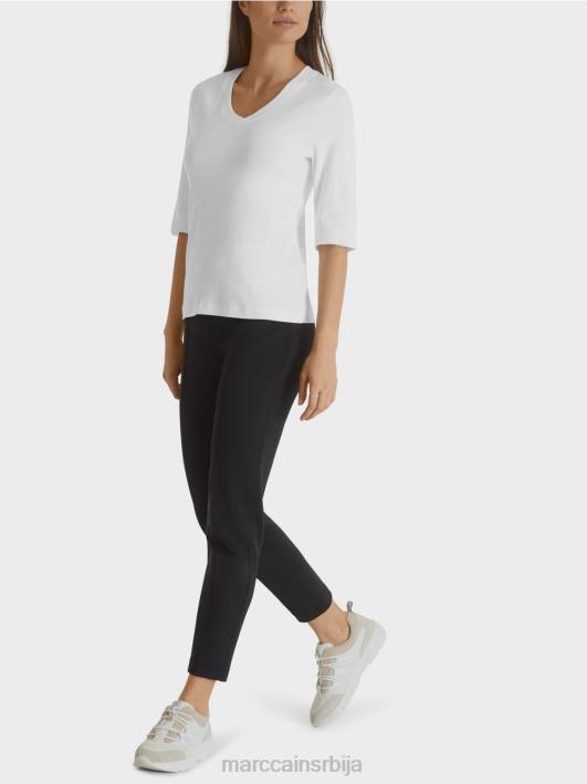 кошуља од памучног ребрастог дреса Marc Cain D6881462 бео одећу