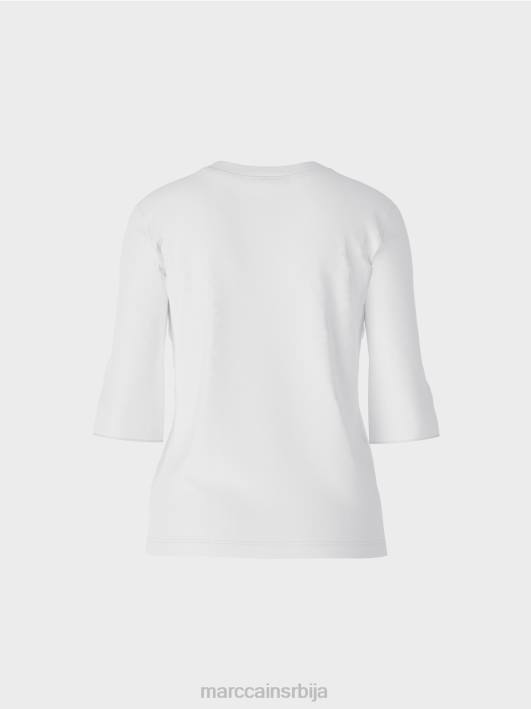 кошуља од памучног ребрастог дреса Marc Cain D6881462 бео одећу