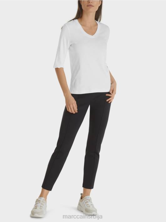 кошуља од памучног ребрастог дреса Marc Cain D6881462 бео одећу