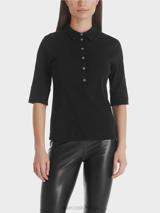 памучна поло мајица Marc Cain D6881464 црн одећу