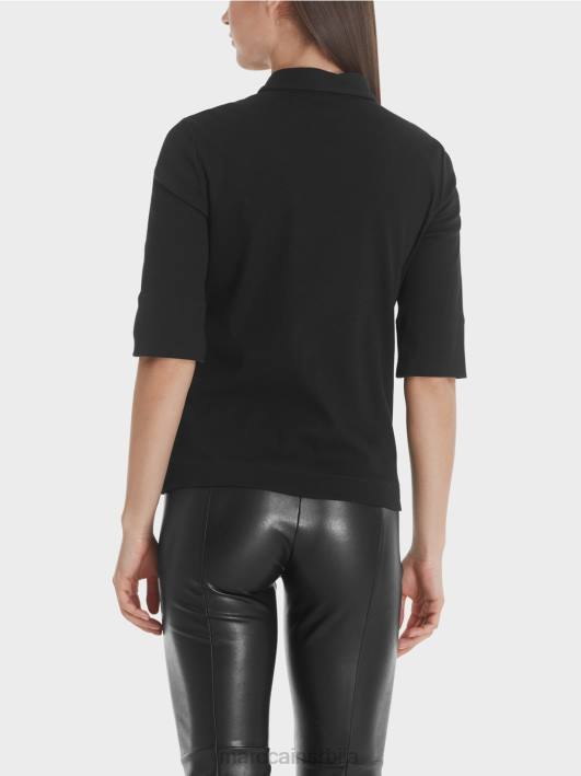 памучна поло мајица Marc Cain D6881464 црн одећу