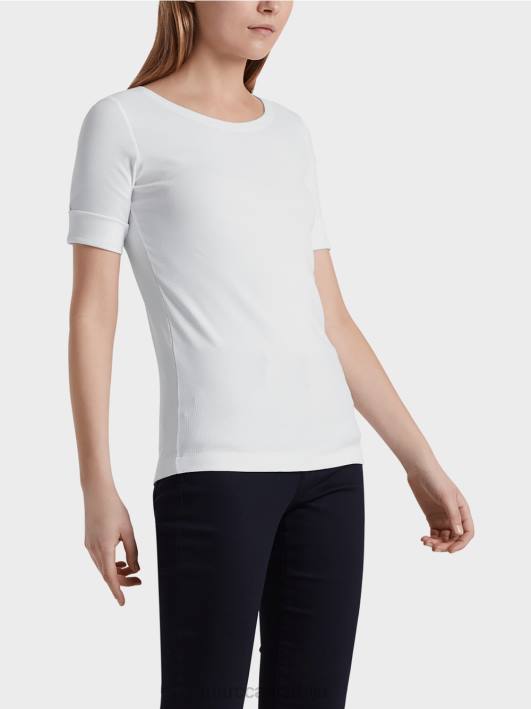 кошуља са округлим крагном и кратким рукавима Marc Cain D6881469 бео одећу