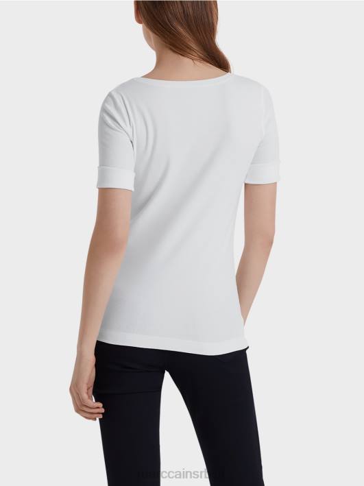 кошуља са округлим крагном и кратким рукавима Marc Cain D6881469 бео одећу