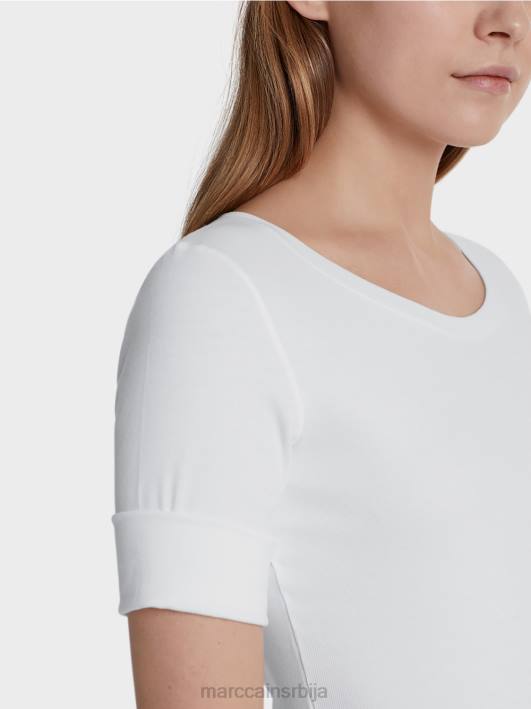 кошуља са округлим крагном и кратким рукавима Marc Cain D6881469 бео одећу