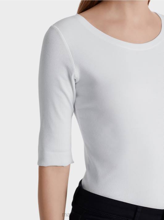 кошуља са округлим крагном и кратким рукавима Marc Cain D6881469 бео одећу