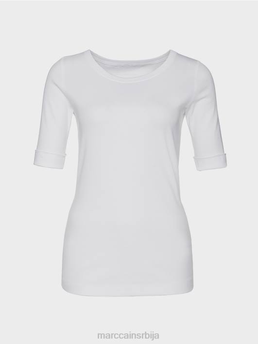 кошуља са округлим крагном и кратким рукавима Marc Cain D6881469 бео одећу