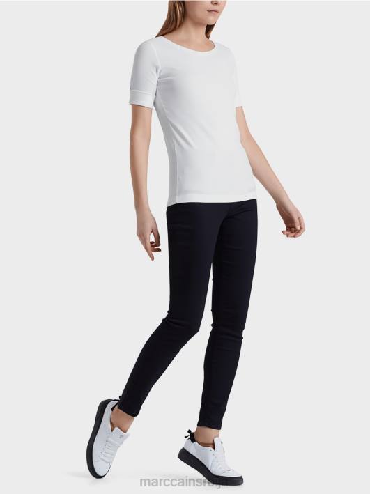 кошуља са округлим крагном и кратким рукавима Marc Cain D6881469 бео одећу