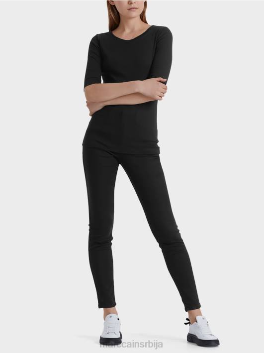 кошуља са округлим крагном и кратким рукавима Marc Cain D6881480 црн одећу