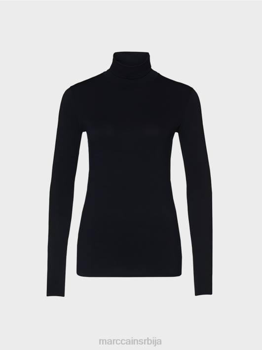 деликатан пуловер са рол-крагном Marc Cain D6881482 поноћно плава одећу