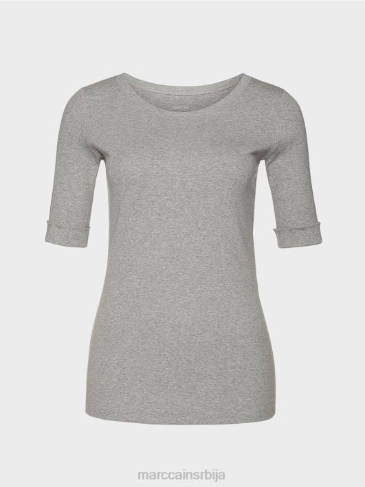 кошуља са округлим крагном и кратким рукавима Marc Cain D6881488 сива одећу