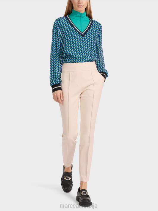 сливен панталоне са бочним патентним затварачем Marc Cain D688522 цвет бадема одећу