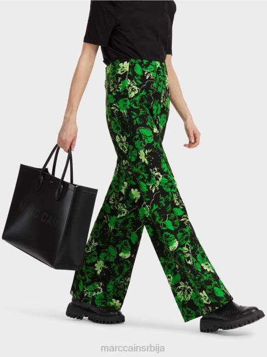 велком панталоне са цветним дизајном Marc Cain D688527 тамно зелена јабука одећу