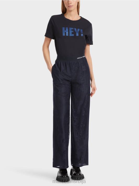 велби панталоне широких ногавица од чипке од тила Marc Cain D688543 поноћно плава одећу