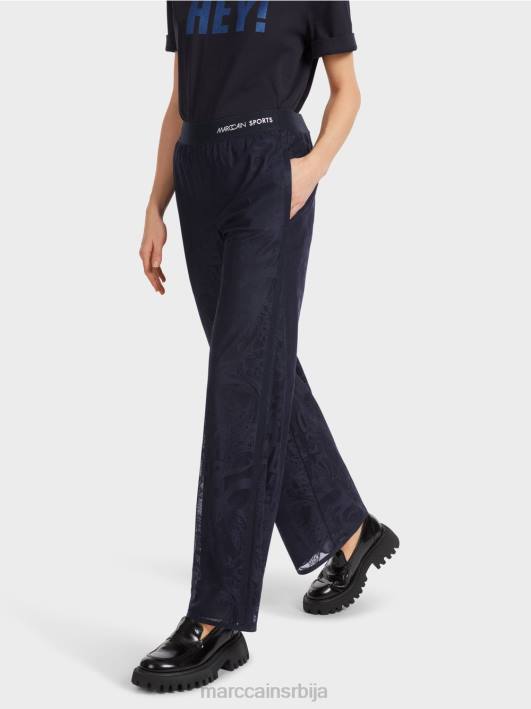 велби панталоне широких ногавица од чипке од тила Marc Cain D688543 поноћно плава одећу