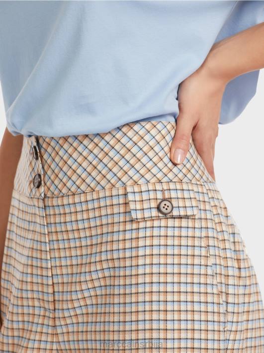 вакхав панталоне у карираном дизајну Marc Cain D688556 тамно летње небо одећу