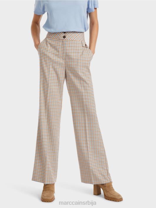 вакхав панталоне у карираном дизајну Marc Cain D688556 тамно летње небо одећу