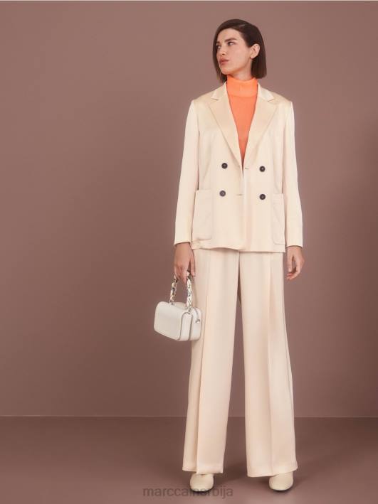 плисиране вицхита панталоне са широким ногавицама Marc Cain D688557 тамна крема одећу