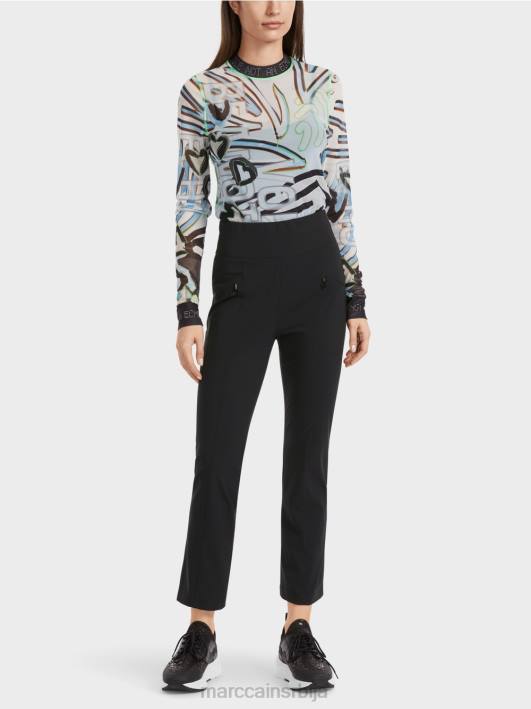 уске панталоне фенги са јармом за појас Marc Cain D688564 црн одећу