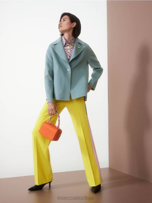 намотавање панталона са тракама од плетенице Marc Cain D688583 меки лимун одећу