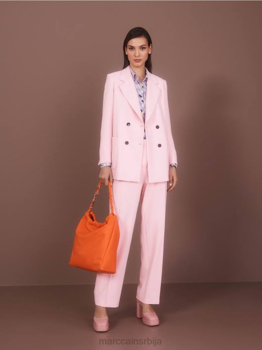 широке ногавице наборане панталоне вукари Marc Cain D688584 меки пудер розе одећу