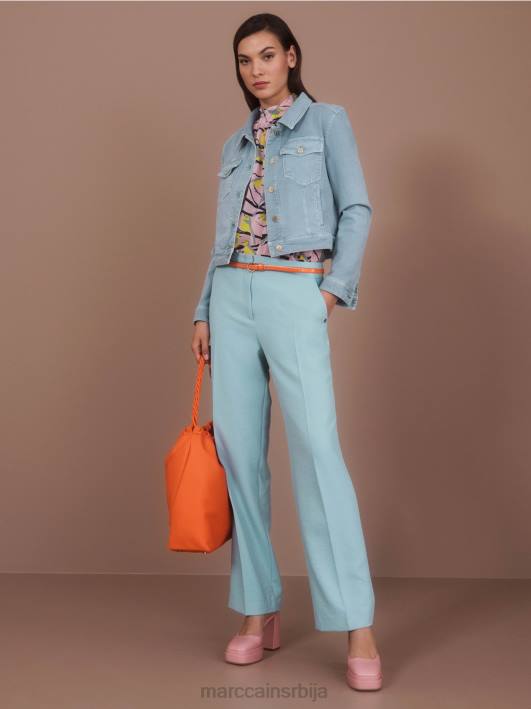 широке ногавице наборане панталоне вукари Marc Cain D688590 тамно небо плаво одећу