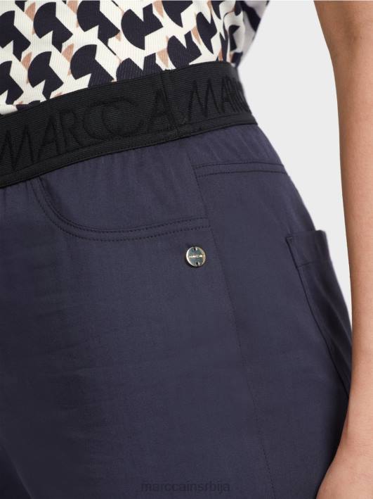 летње панталоне са еластичним појасом Marc Cain D688596 поноћно плава одећу