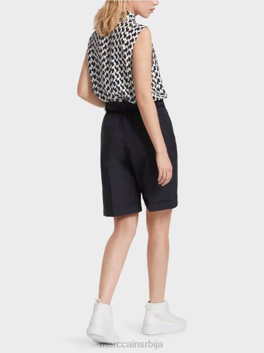 памучне панталоне са набором Marc Cain D688598 поноћно плава одећу