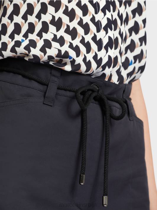 памучне панталоне са набором Marc Cain D688598 поноћно плава одећу