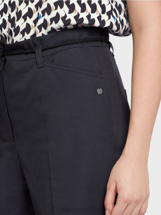 памучне панталоне са набором Marc Cain D688598 поноћно плава одећу