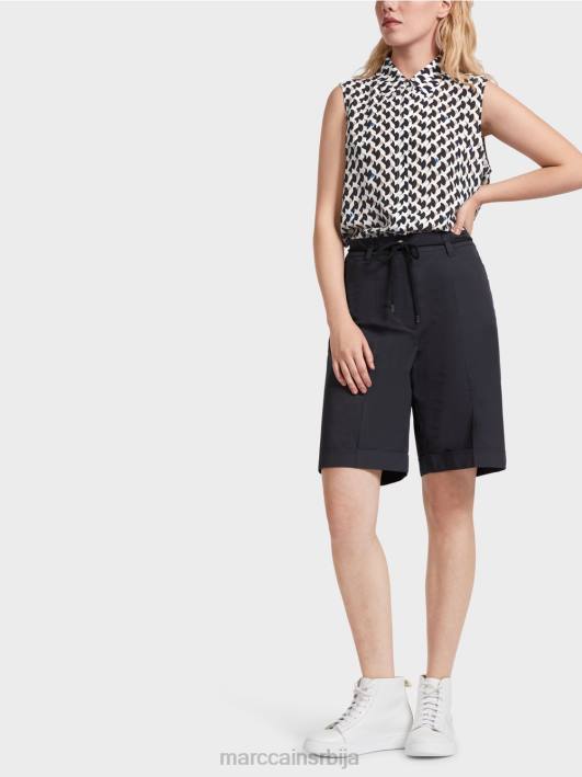 памучне панталоне са набором Marc Cain D688598 поноћно плава одећу