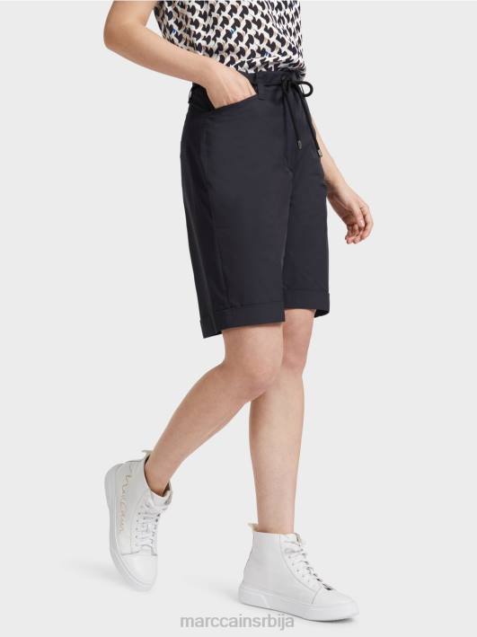 памучне панталоне са набором Marc Cain D688598 поноћно плава одећу