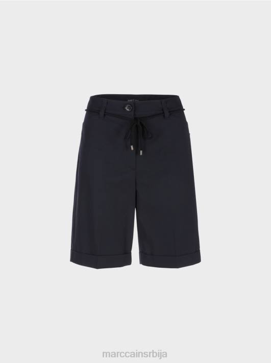 памучне панталоне са набором Marc Cain D688598 поноћно плава одећу