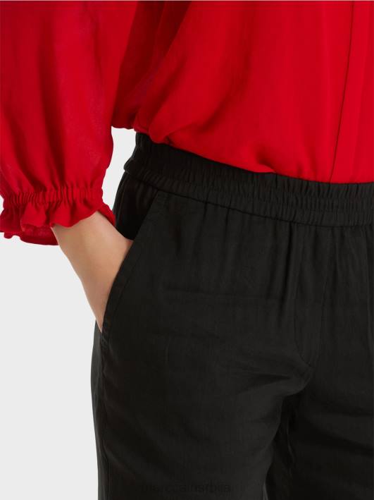 ланене панталоне са јоггер појасом Marc Cain D688609 црн одећу