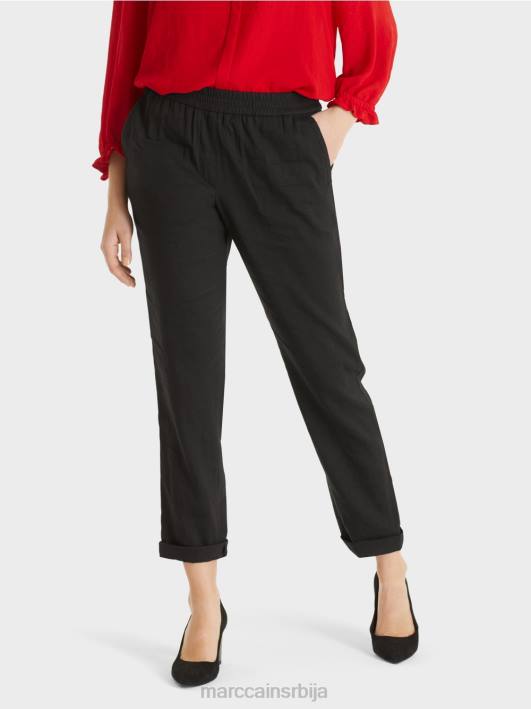 ланене панталоне са јоггер појасом Marc Cain D688609 црн одећу