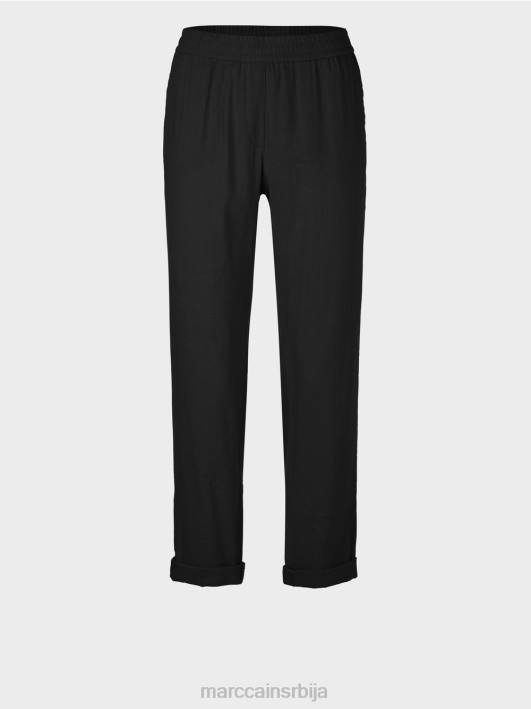 ланене панталоне са јоггер појасом Marc Cain D688609 црн одећу