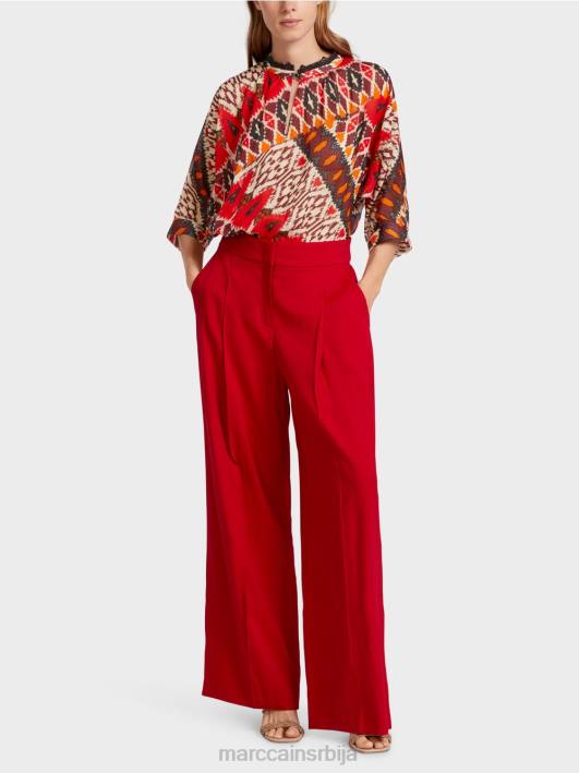 плисиране платнене панталоне Marc Cain D688610 Бордо одећу