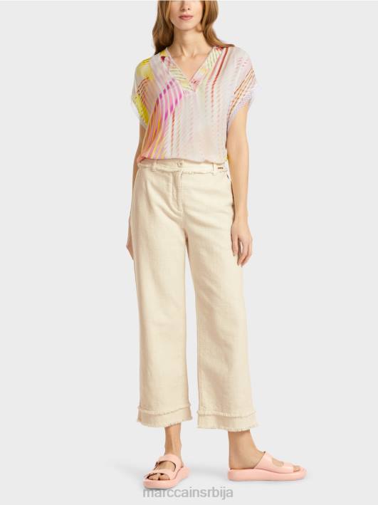 панталоне са ресама у ланеном изгледу Marc Cain D688617 меког платна одећу