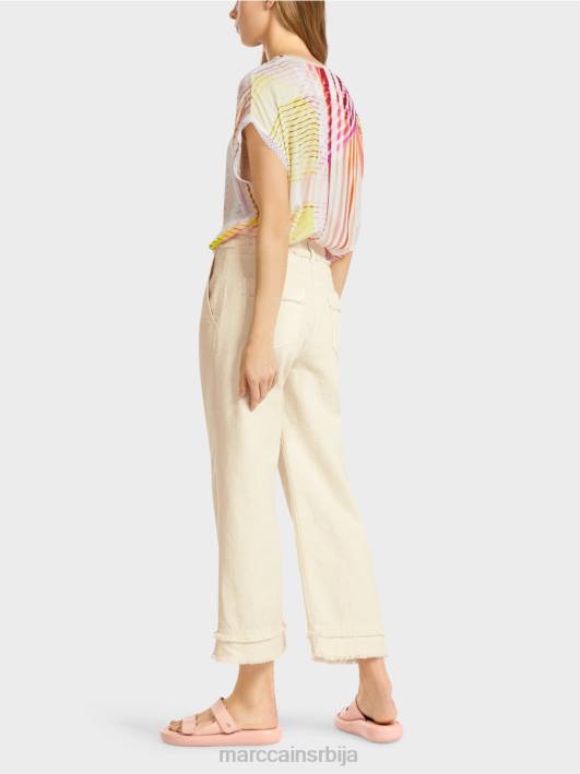панталоне са ресама у ланеном изгледу Marc Cain D688617 меког платна одећу