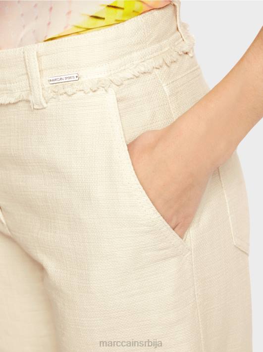 панталоне са ресама у ланеном изгледу Marc Cain D688617 меког платна одећу