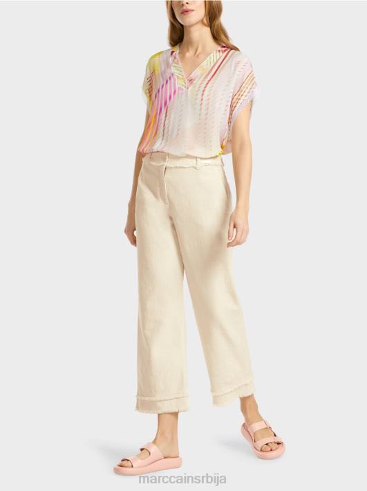панталоне са ресама у ланеном изгледу Marc Cain D688617 меког платна одећу
