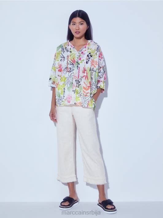 панталоне са ресама у ланеном изгледу Marc Cain D688617 меког платна одећу